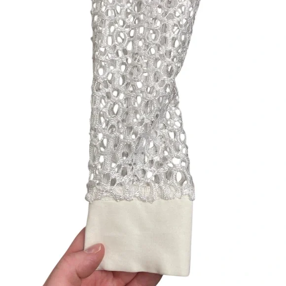 Vintage Western Fringed Crop Top, Lace, White, Women’s, Rodeo, Festival, Small - Picture 3 of 11